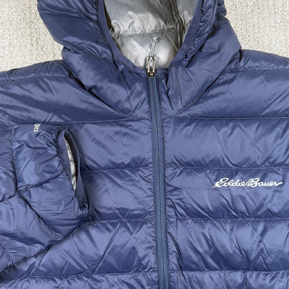 NEW Eddie Bauer Mens XL Atlantic Blue CirrusLite 650 Down Hooded Puffer Jacket